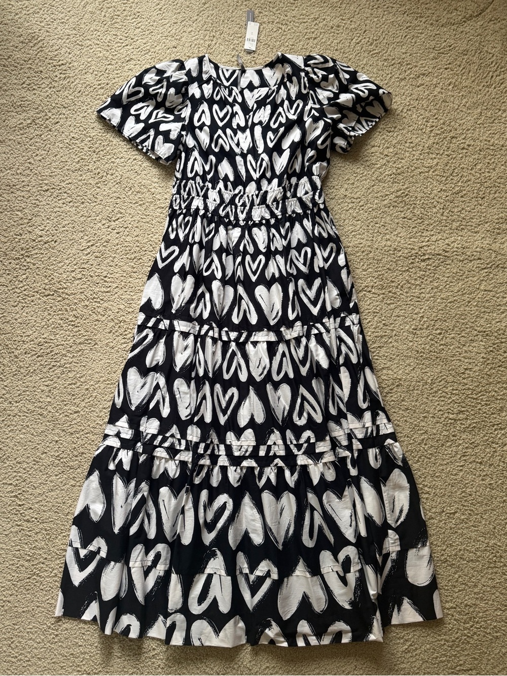 Anthropologie Somerset Black and White Heart-Print Maxi Dress - Picture 3 of 6